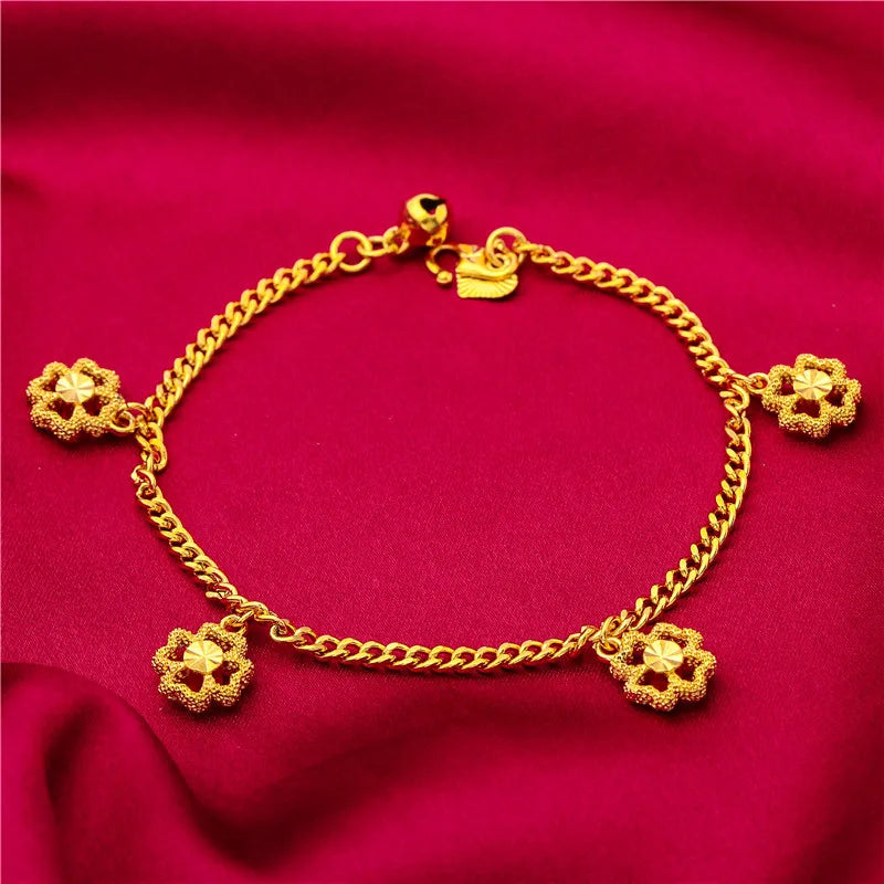 Yellow Gold Color Charm Bracelets For Women Multi Hearts Keys Stars Chain Bracelet Wristband Pulsera Femme Trendy Jewelry Gifts