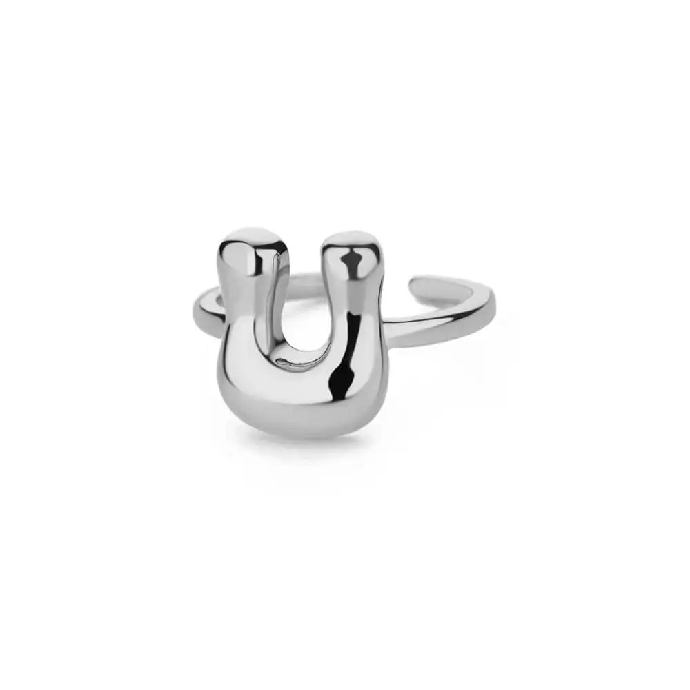 Chunky Initial Letter Rings for Women Gold Color Stainless Steel Ring Classic Alphabet Jewelry Finger Accessories anillos mujer