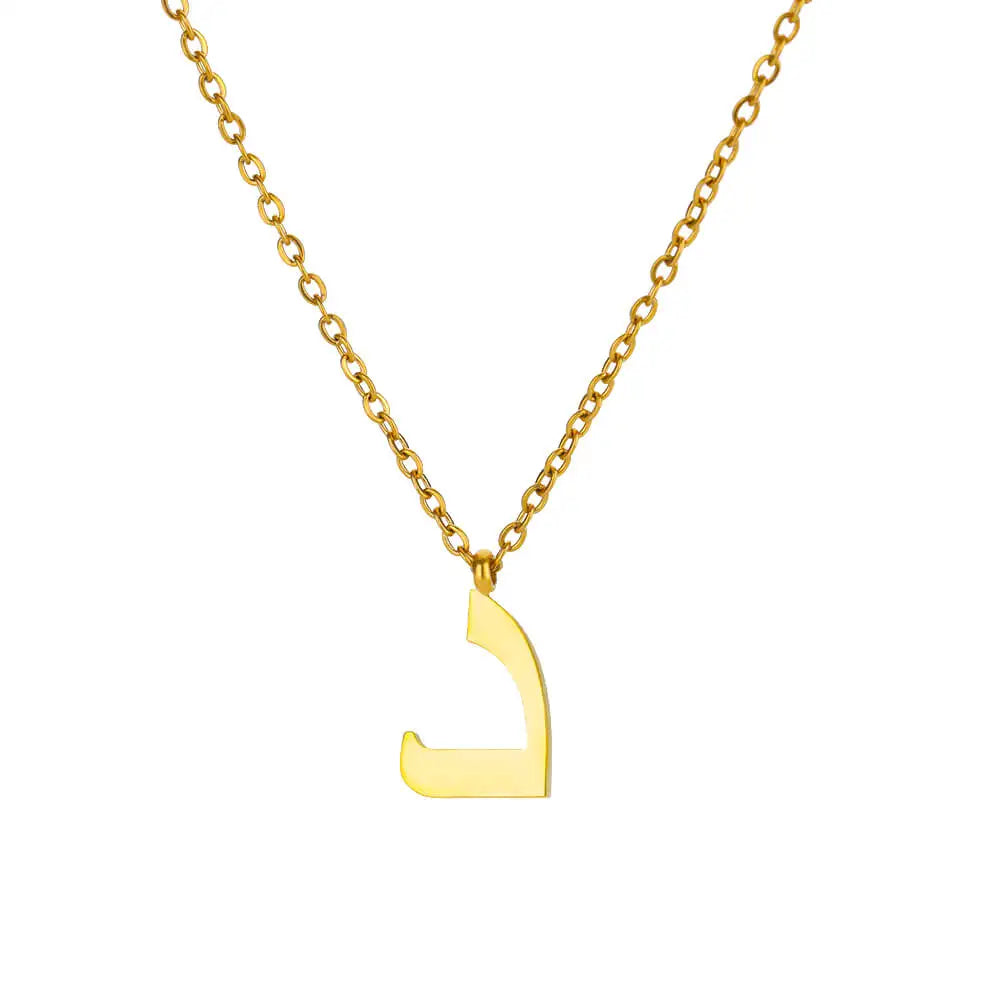 Arabic Letter Pendant Necklaces for Women Gold Color Initials Necklace 2024 Trend New Alphabet Stainless Steel Jewelry collar