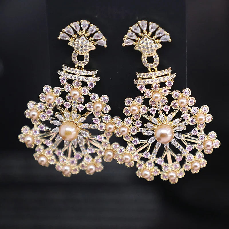 Bilincolor Micro Set Zircon Flower Earrings For Women