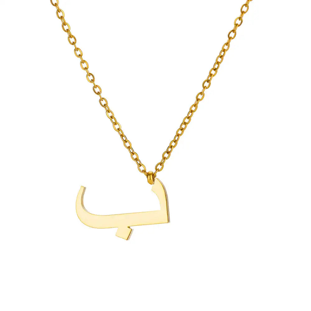 Arabic Letter Pendant Necklaces for Women Gold Color Initials Necklace 2024 Trend New Alphabet Stainless Steel Jewelry collar