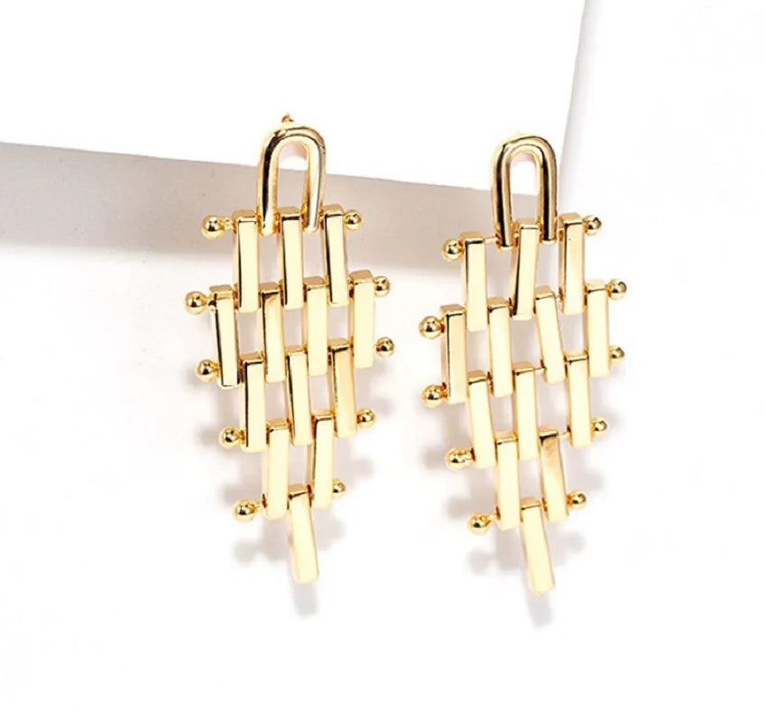 Bilincolor Geometric Mesh Metal Earrings for Women