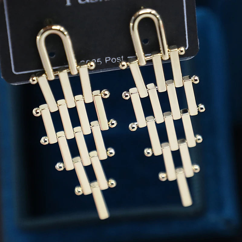 Bilincolor Geometric Mesh Metal Earrings for Women