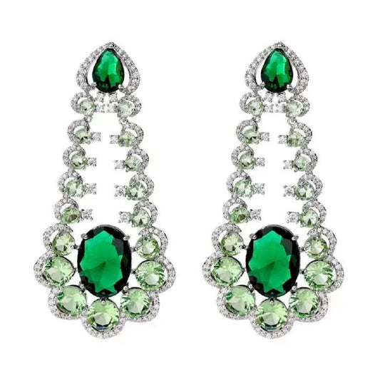 Bilincolor New Light Luxury Heavy Industry Gorgeous Colored Zirconia Earrings for Women