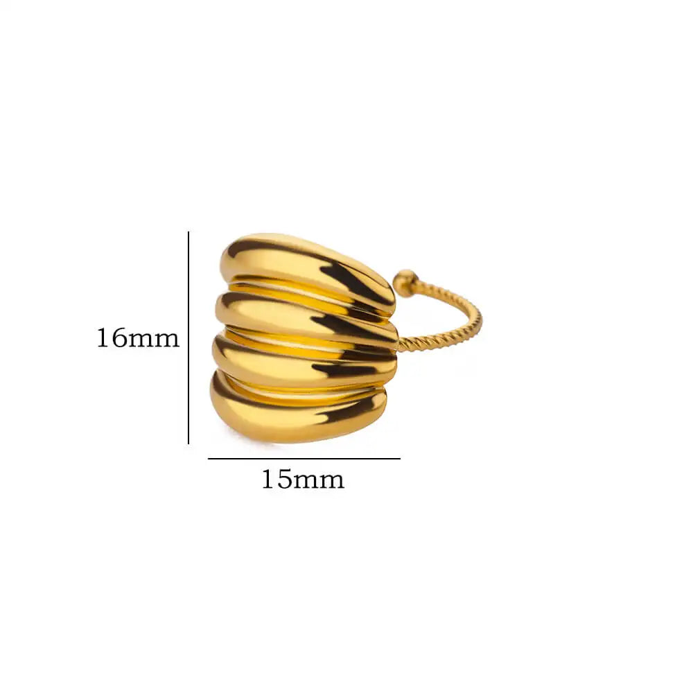 Stripe Rings for Women Gold Color Stainless Steel Ring 2024 Trend Couple Wedding Band Female Party Jewelry Finger Accessories