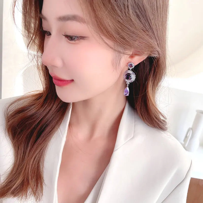 Bilincolor Light and Luxurious High Sense Water Drop Earrings for Gift for Black Friday