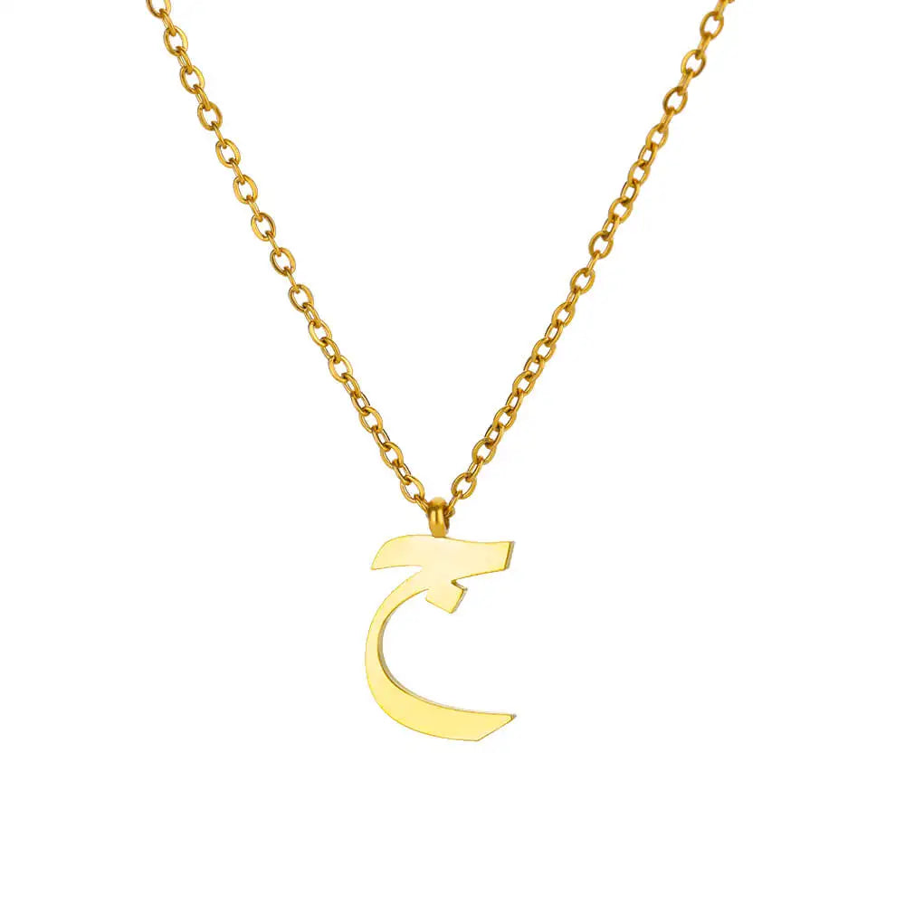 Arabic Letter Pendant Necklaces for Women Gold Color Initials Necklace 2024 Trend New Alphabet Stainless Steel Jewelry collar