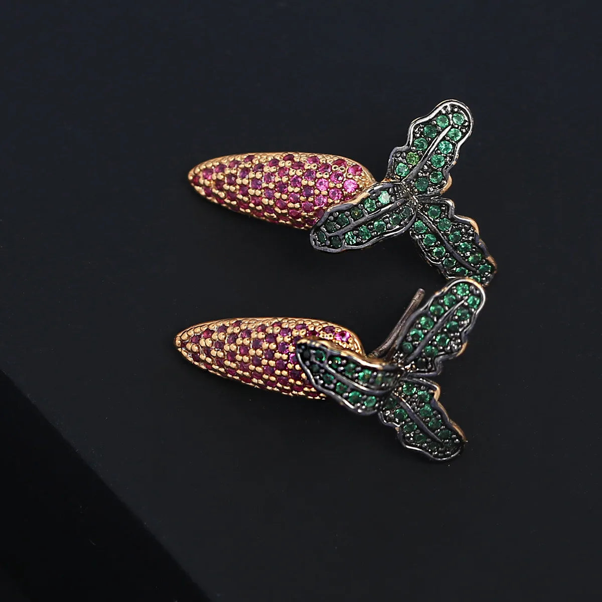 Bilincolor Light Luxury Carrot Shaped Colorful Zircon Jewelry Earrings  For Women or Girls'  Christmas Gift