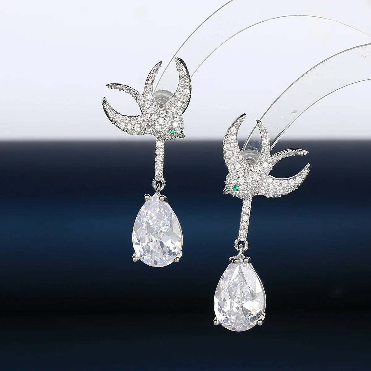 Bilincolor Light Luxury Bird Tassel Zircon Earrings  For Women or Girls'  Christmas Gift