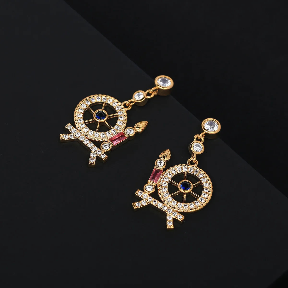 Zircon Women's Spinning Wheel Earrings  For Women or Girls  Chrismas' Gift