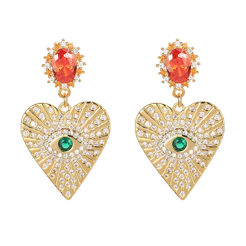 Luxury and Fashionable European and American Style Jewelry Personality Zircon Eye Earrings For Women or Girls'  Christmas Gift