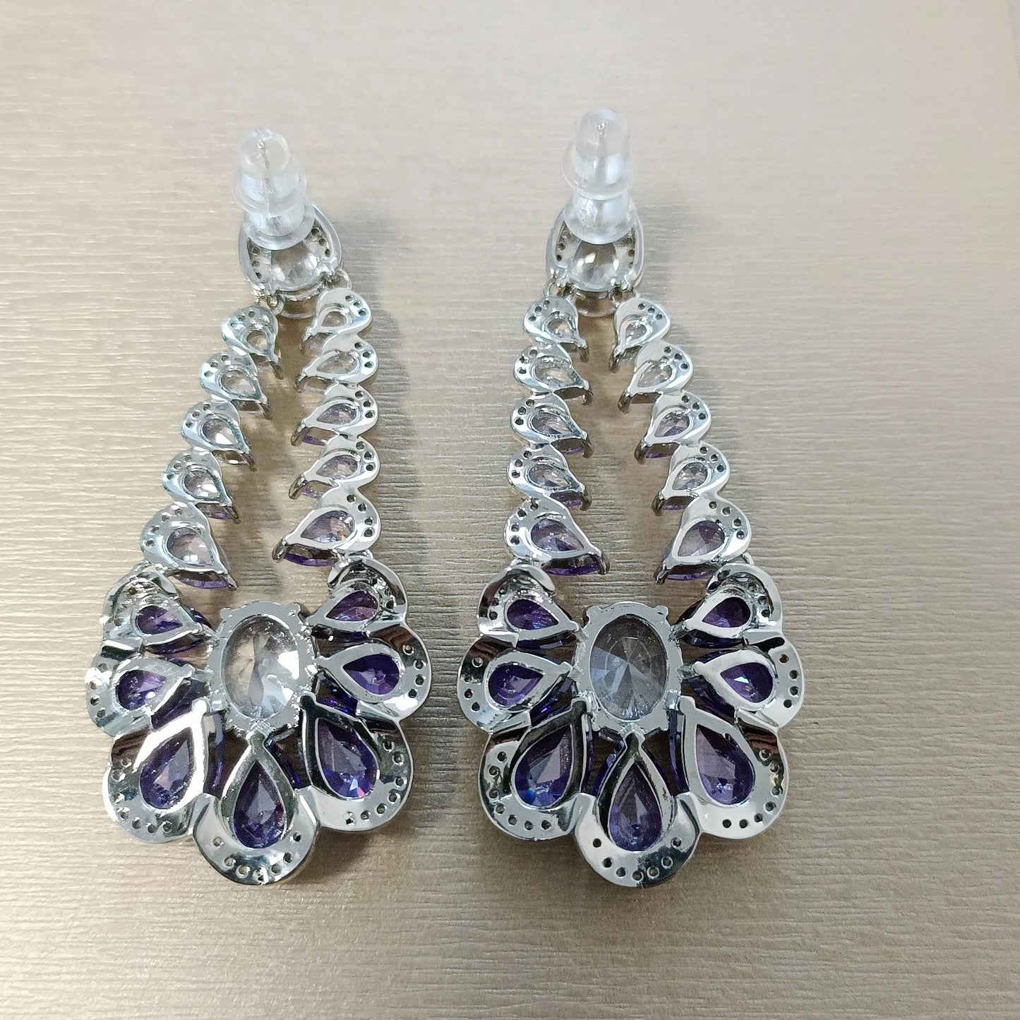 Bilincolor Luxury Floral Small Fresh Purple Zircon Drop Shaped Geometric Earrings for Wedding or Party