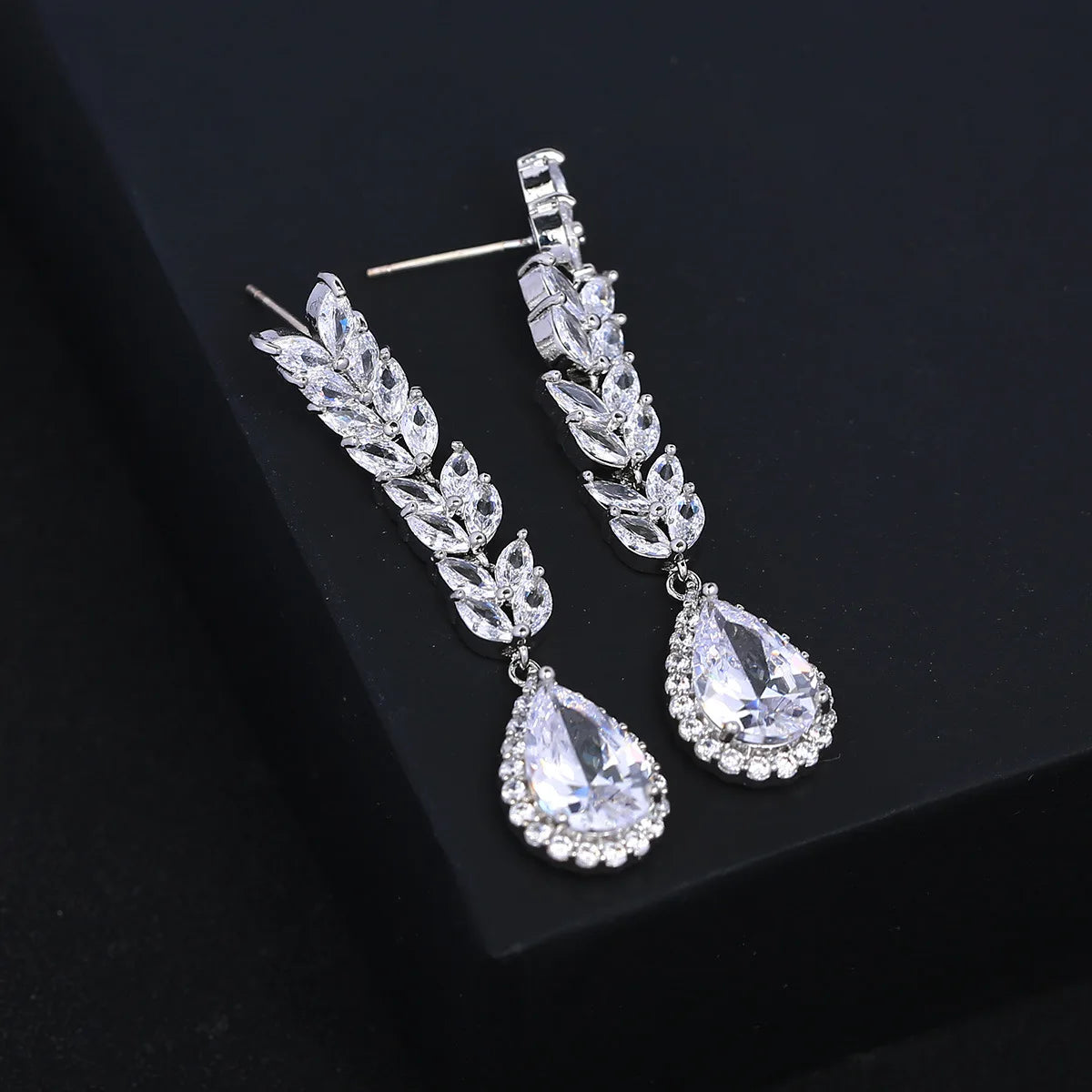 Bilincolor Light Luxury Water Drop Zircon Earrings  For Women or Girls'  Christmas Gift