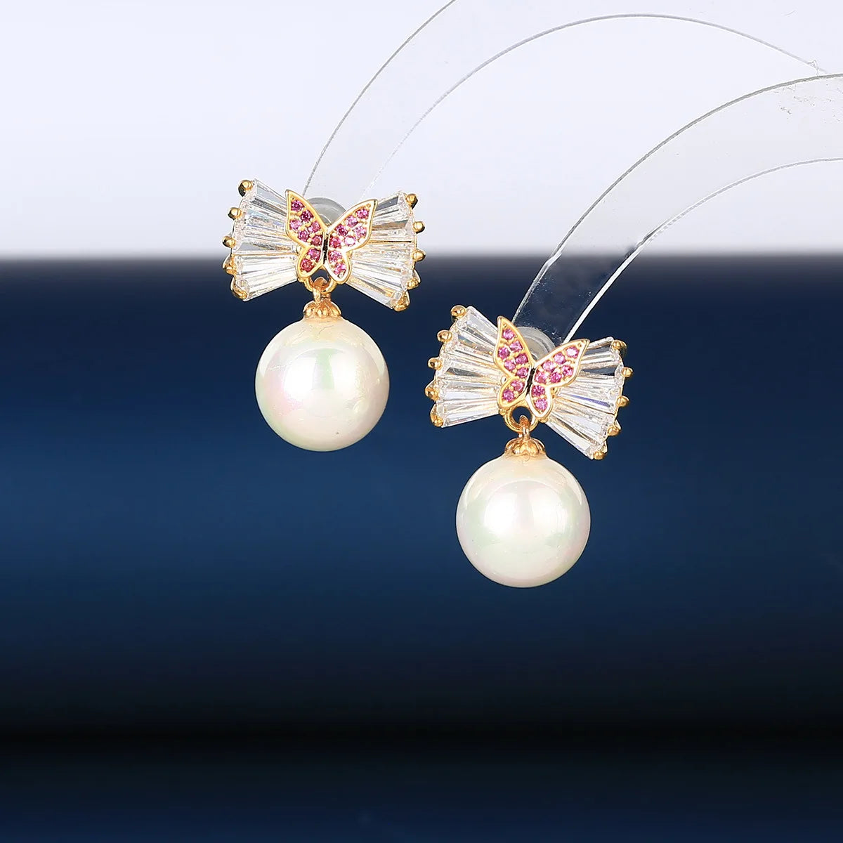 Luxury Anti Allergy Pearl Zircon Earrings  For Women or Girls  Chrismas' Gift