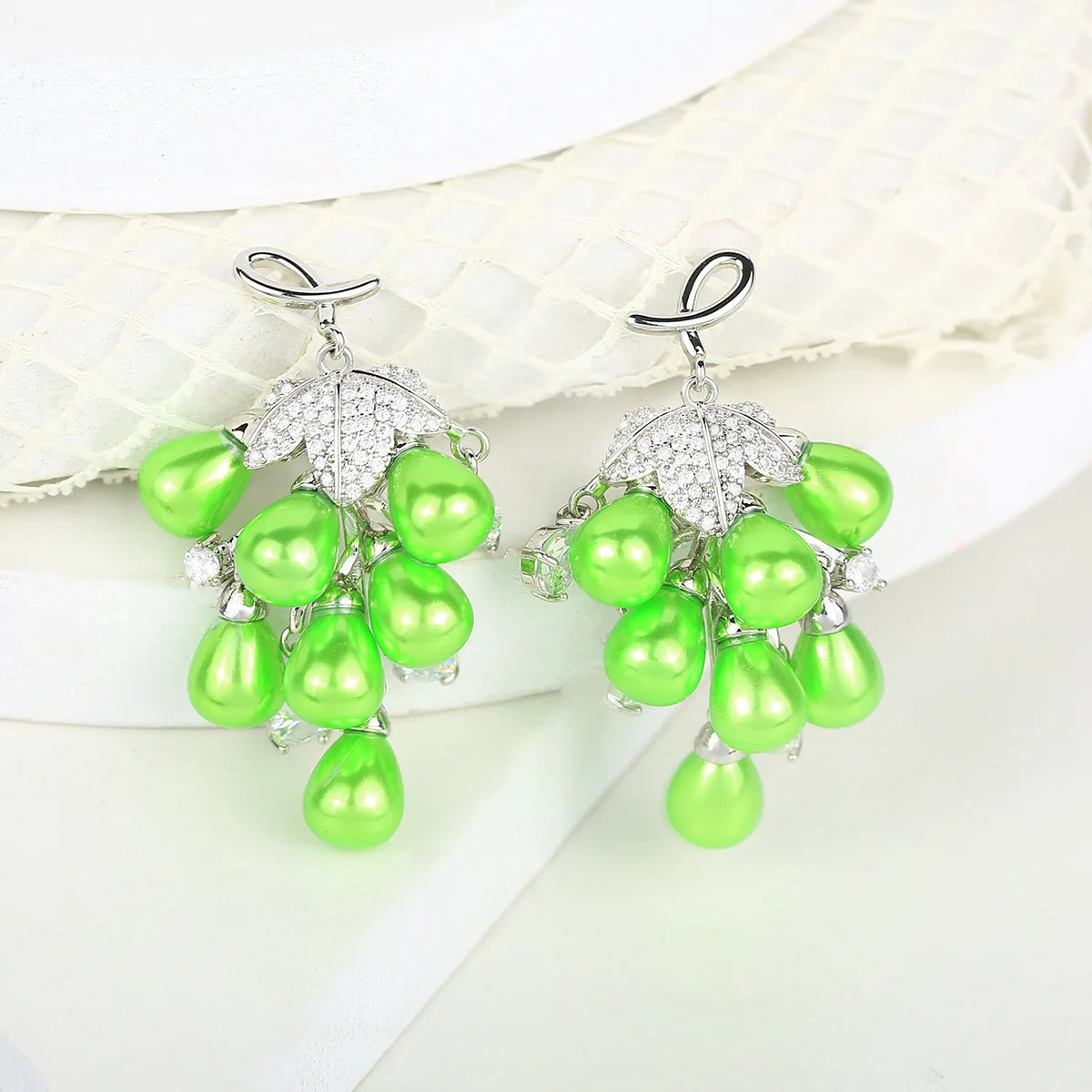 Bilincolor Light Luxury Fashion Green Grape Earrings for Wedding or  Party