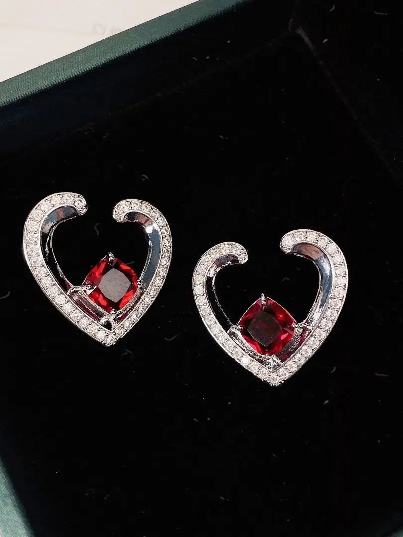 Bilincolor Romantic Love Light Luxury Colorful Zircon Heart Shaped Earrings for Women