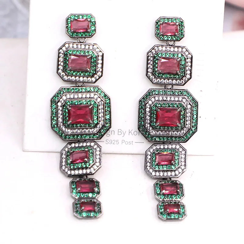 Bilincolor Micro Inlaid Colored Zircon Earrings For Women