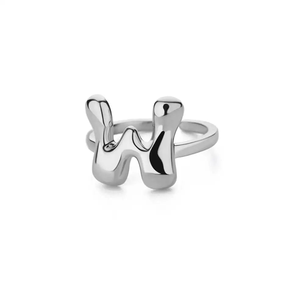 Chunky Initial Letter Rings for Women Gold Color Stainless Steel Ring Classic Alphabet Jewelry Finger Accessories anillos mujer