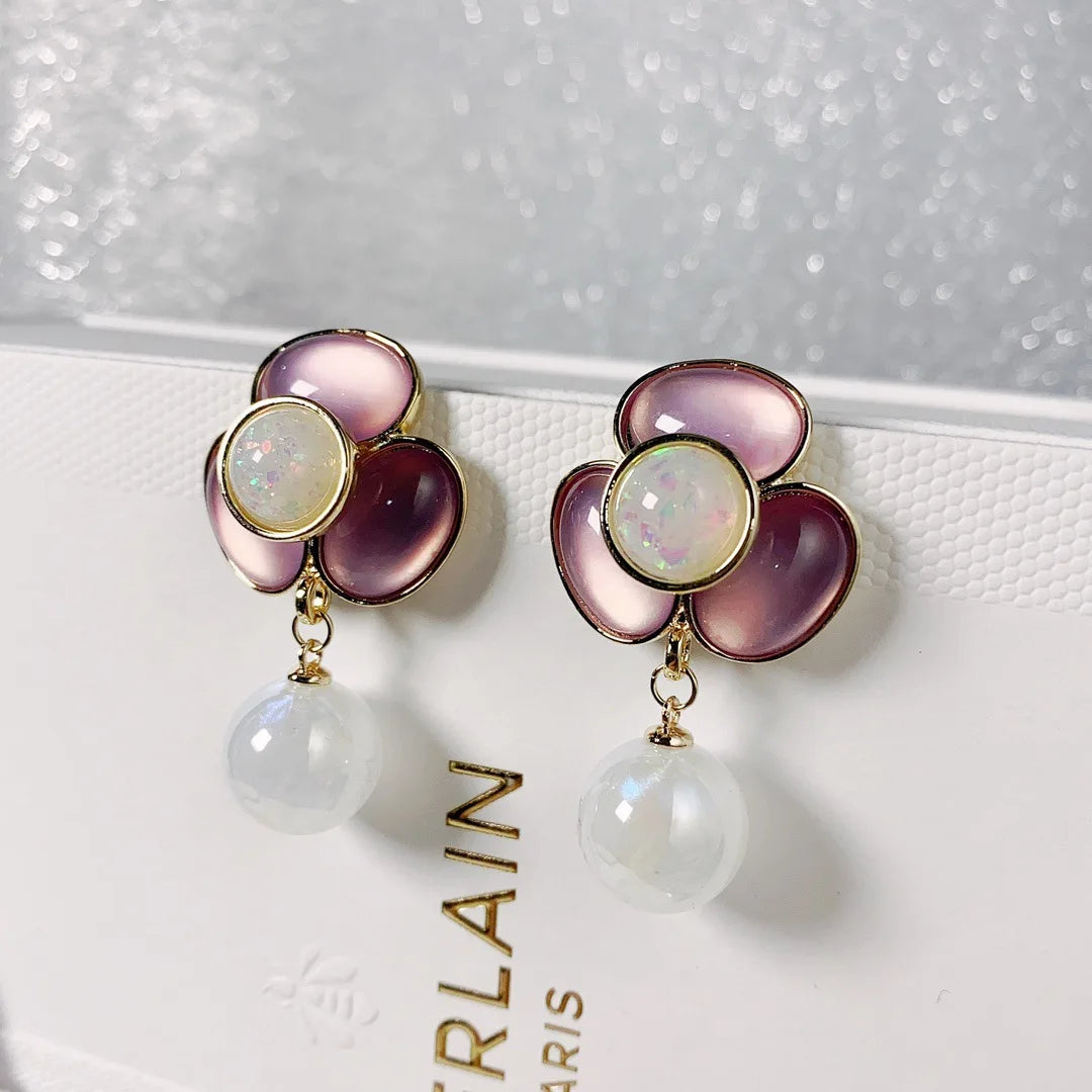 Bilincolor  Fashionable Three-dimensional Colorful Flower Light Luxury Temperament Earrings