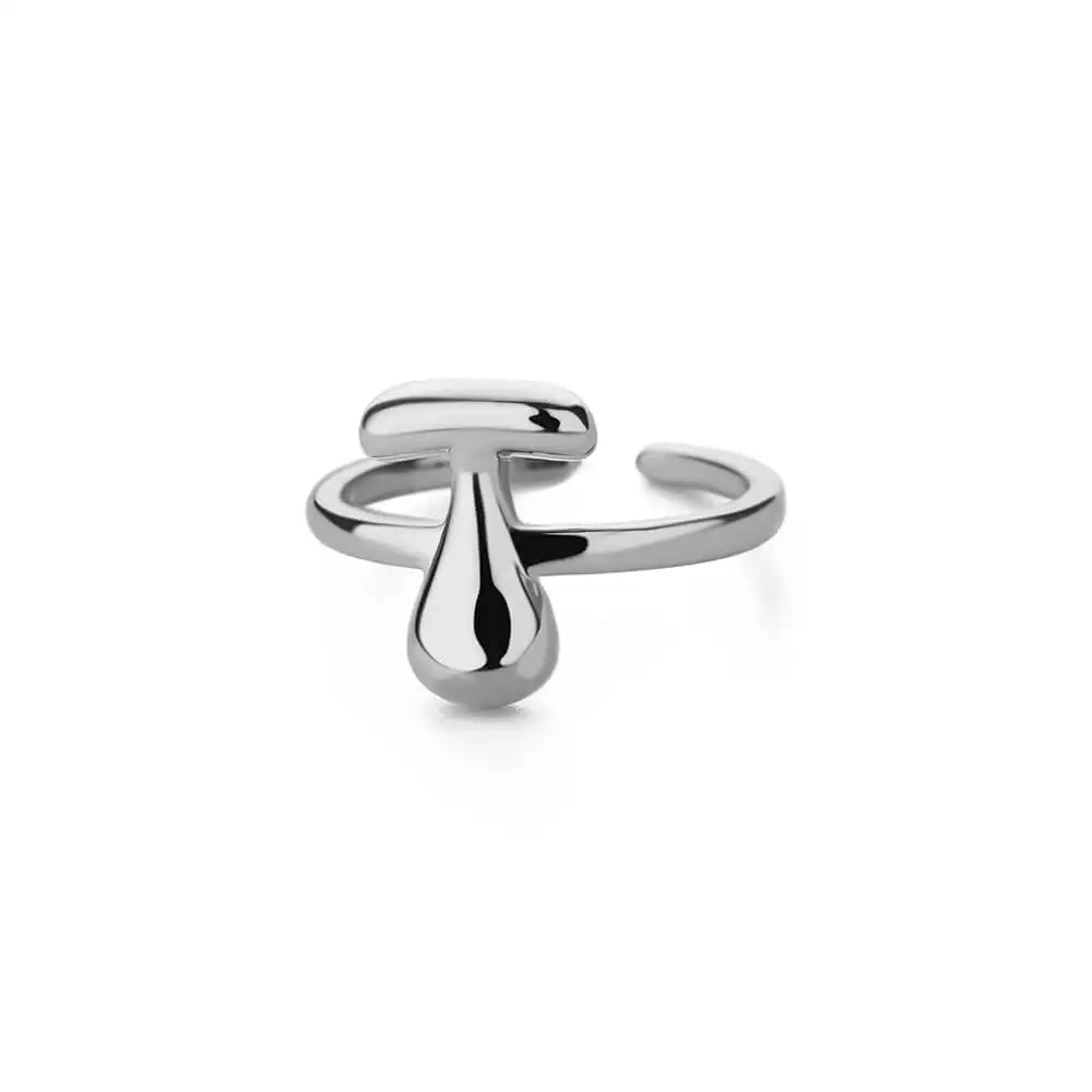 Chunky Initial Letter Rings for Women Gold Color Stainless Steel Ring Classic Alphabet Jewelry Finger Accessories anillos mujer