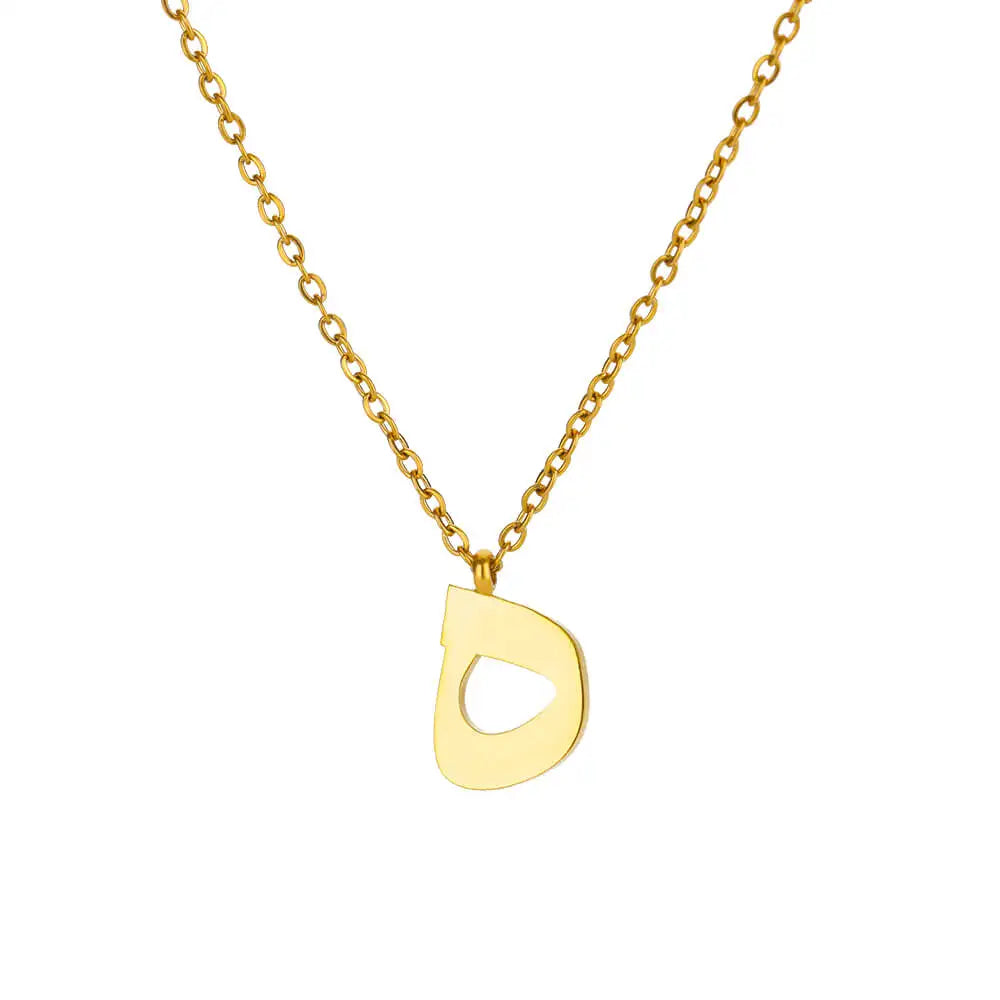 Arabic Letter Pendant Necklaces for Women Gold Color Initials Necklace 2024 Trend New Alphabet Stainless Steel Jewelry collar