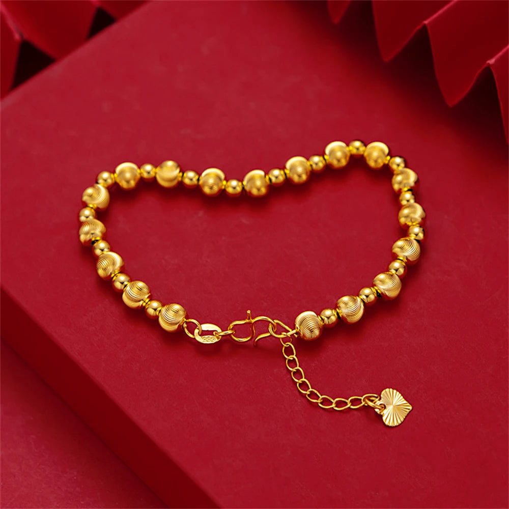 Gold Color Cat Eye Beaded Chain Bracelets for Women Elegant Jewelry Accessories Party Gifts Wholesale