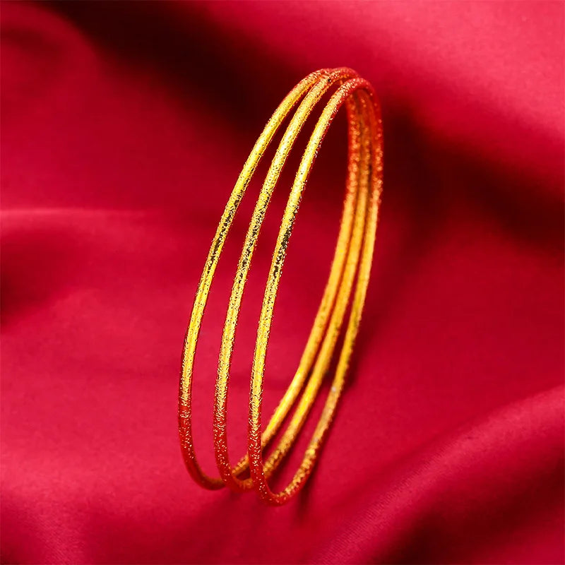 3pcs/lot Gold Color Cuff Bangles For Women Smooth Round Circle Bangle & Bracelet 62/62mm Trendy Jewelry Accessories Wholesale