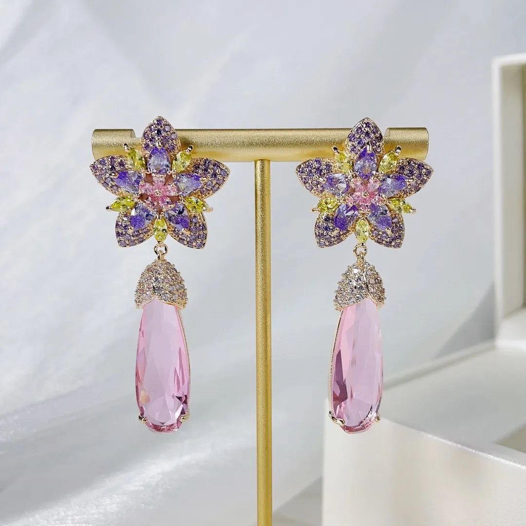 Bilincolor Fashion Three-Dimensional Flower Drop Earrings For Gift or  Party