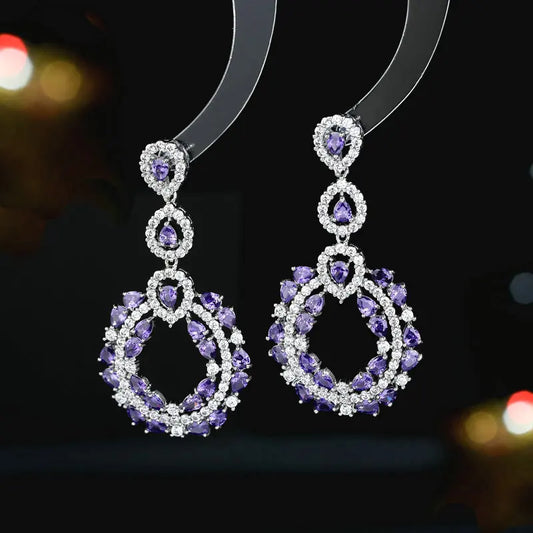 Bilincolor Purple Temperament Earrings for Wedding or Party