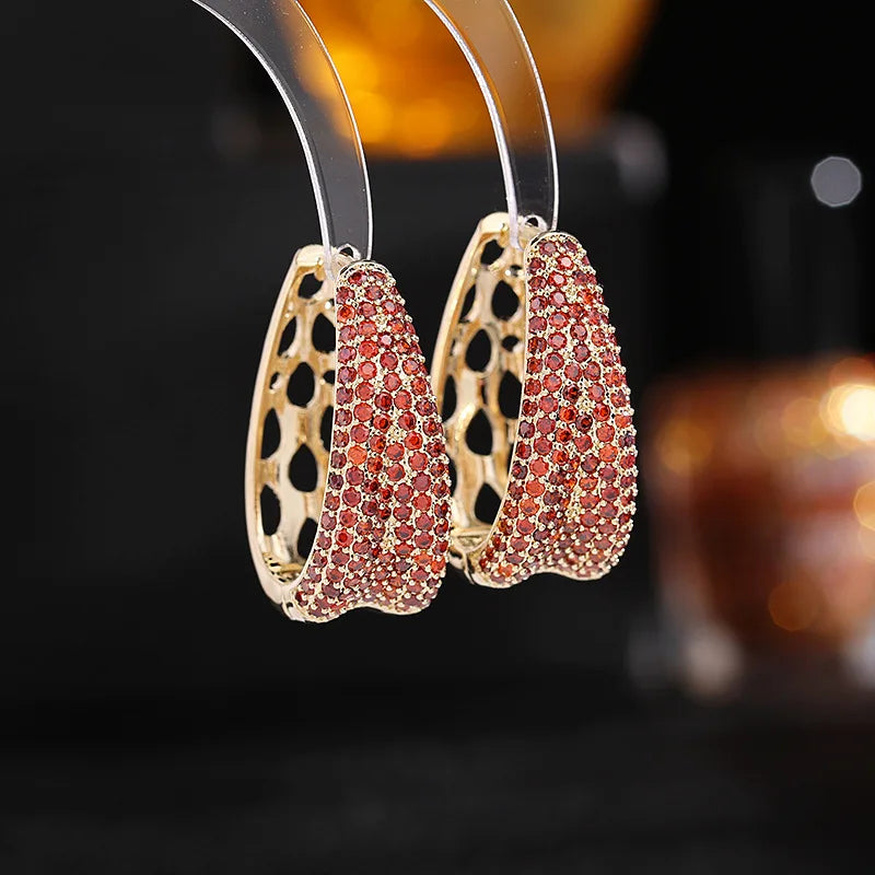 Bilincolor Retro Zirconia Oval Hoop Earring For Party