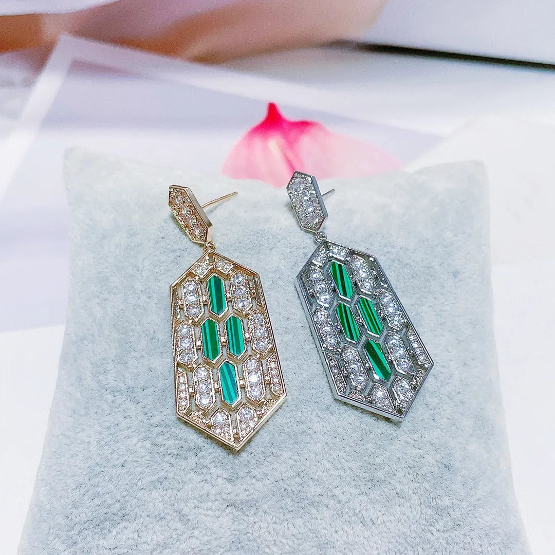 Bilincolor Geometric Shield Shaped Micro Inlaid Zircon Earrings for Women