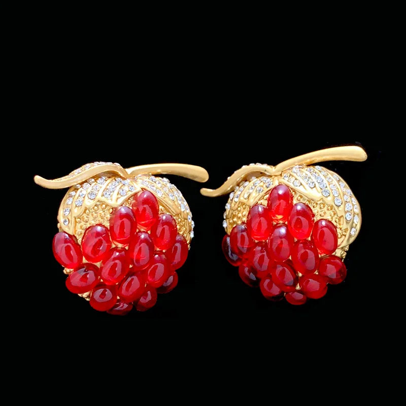 Bilincolor Red Jelly Imitation Glass Strawberry Earrings For  Gift  or Party