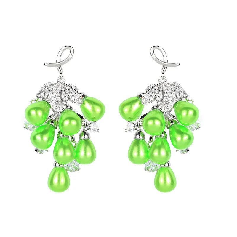 Bilincolor Light Luxury Fashion Green Grape Earrings for Wedding or  Party