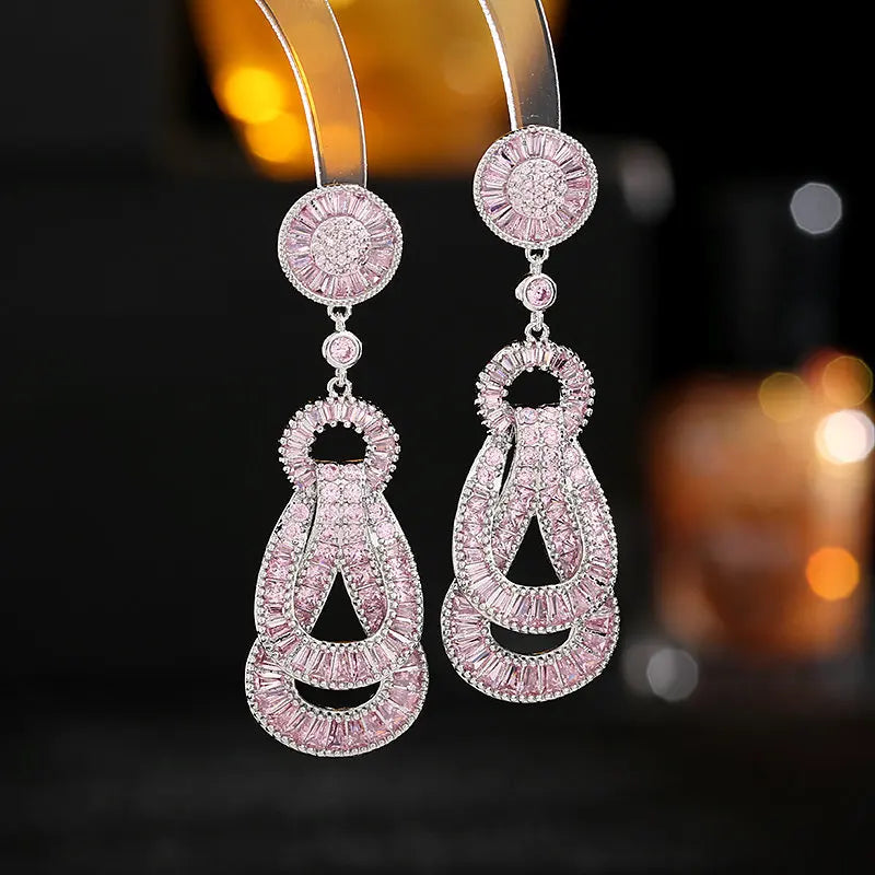 Bilincolor Fashionable Zircon Inlaid Design Knot Earrings for Gift