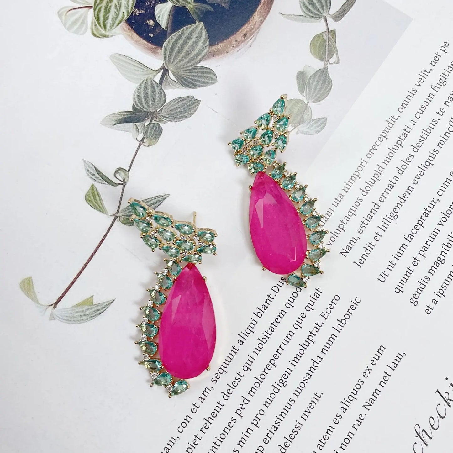 Bilincolor Droplet Shaped Zircon Light Luxury Style Earrings For Women