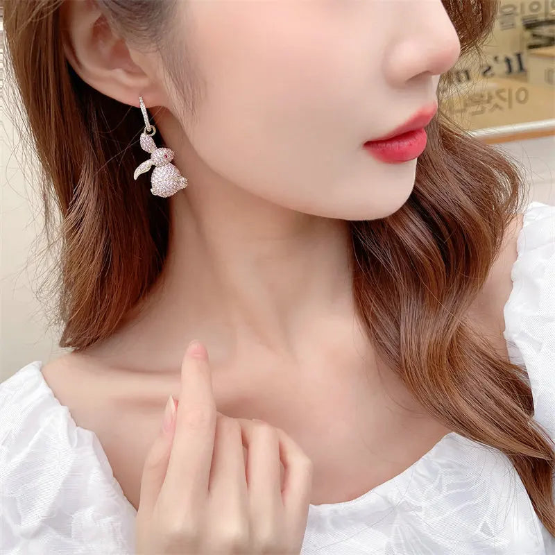 Bilincolor Luxurious and Sweet Girl  Temperament Rabbit Earrings