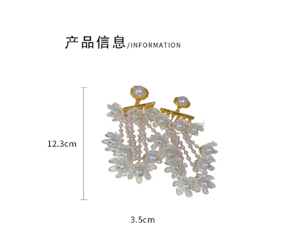 Bilincolor Flower Tassel Long Earrings for Women