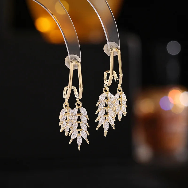 Bilincolor Light Luxury   Ear of Wheat  Sweet Earring  for Wedding or Party