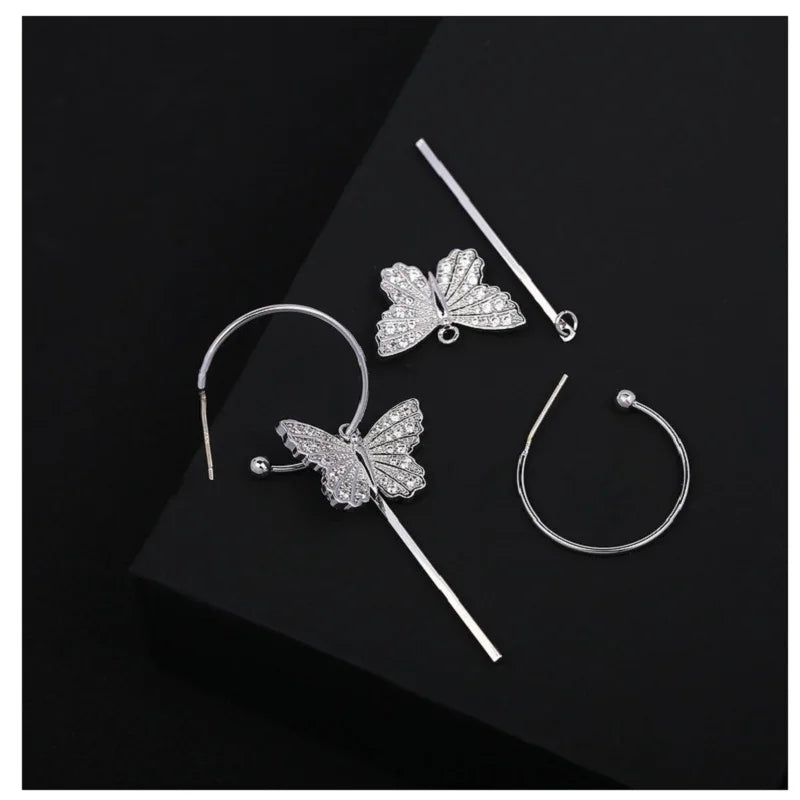 Bilincolor Luxury Luxury Zircon Butterfly Long Earrings for Christmas "Gift