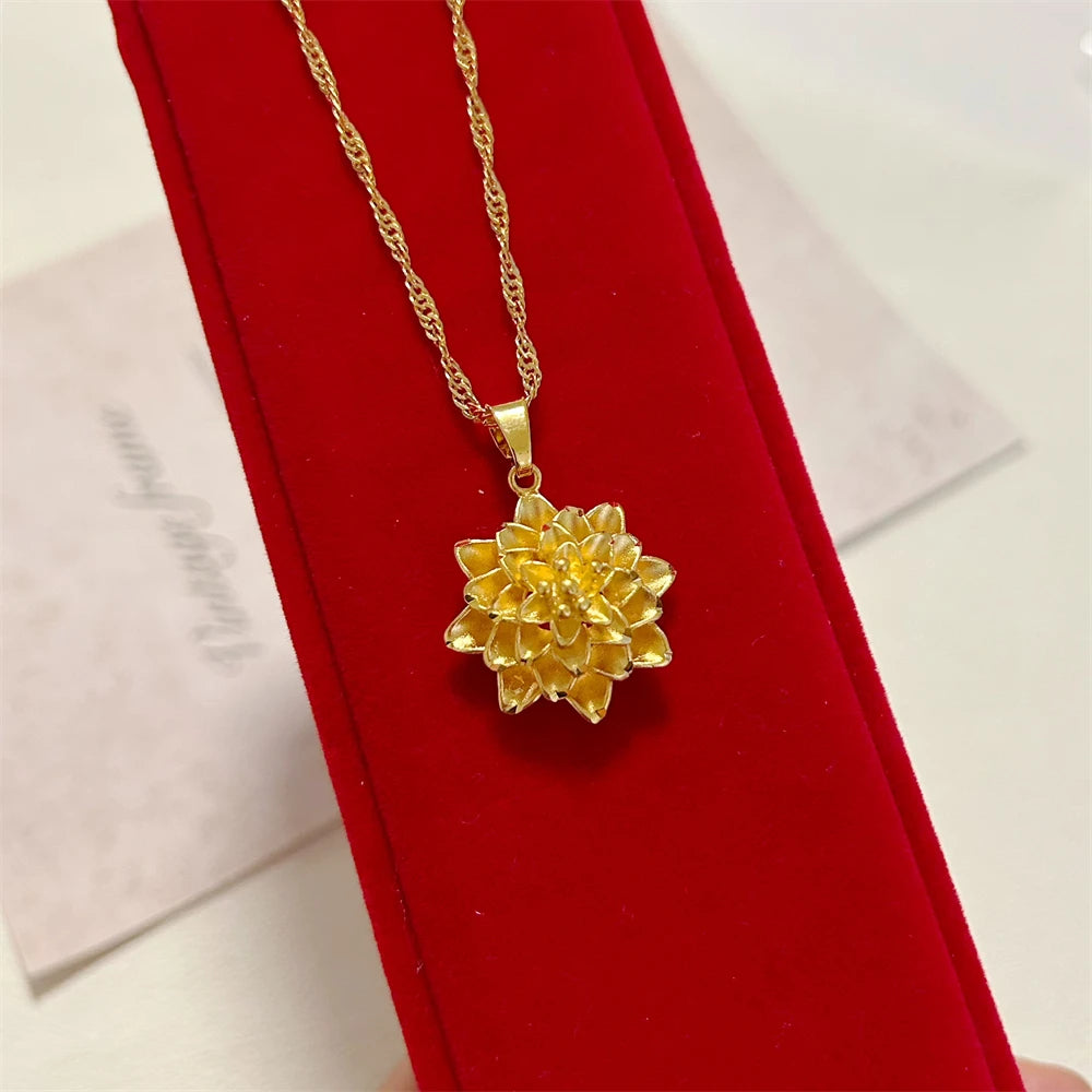 Gold Color Charm Necklaces for Women Flower Pendant Necklace Chain Collar Choker Wedding Jewelry Party Gifts Bijoux