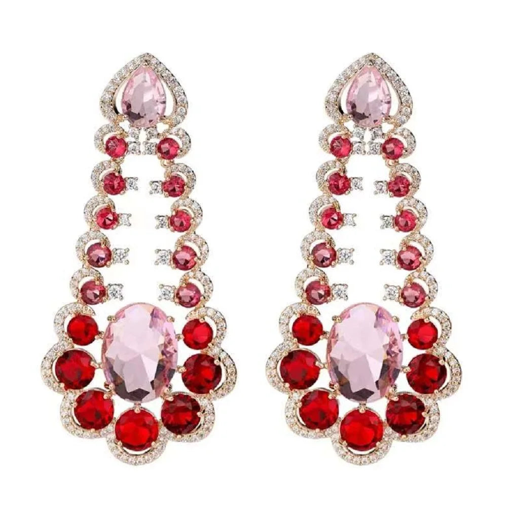 Bilincolor New Light Luxury Heavy Industry Gorgeous Colored Zirconia Earrings for Women