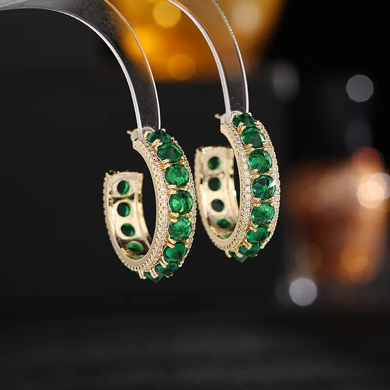 Bilincolor Luxury  Zircon Round C-ring Earrings for Wedding or Party