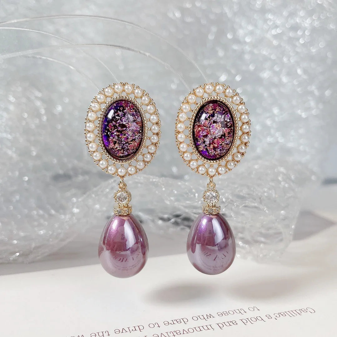 Bilincolor Fashion Palace Style Baroque Colorful Beads Light Luxury Earrings