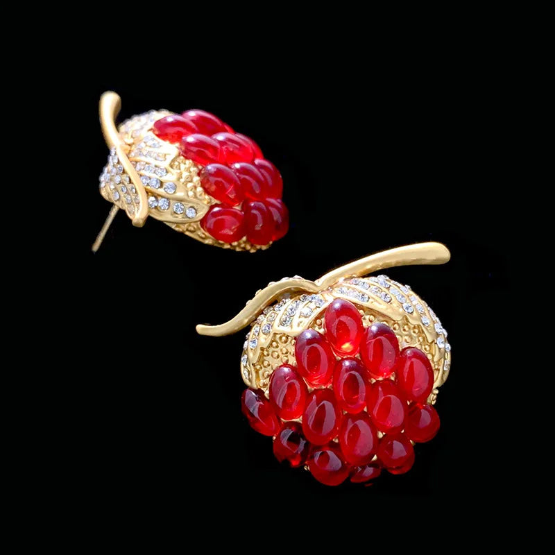 Bilincolor Red Jelly Imitation Glass Strawberry Earrings For  Gift  or Party