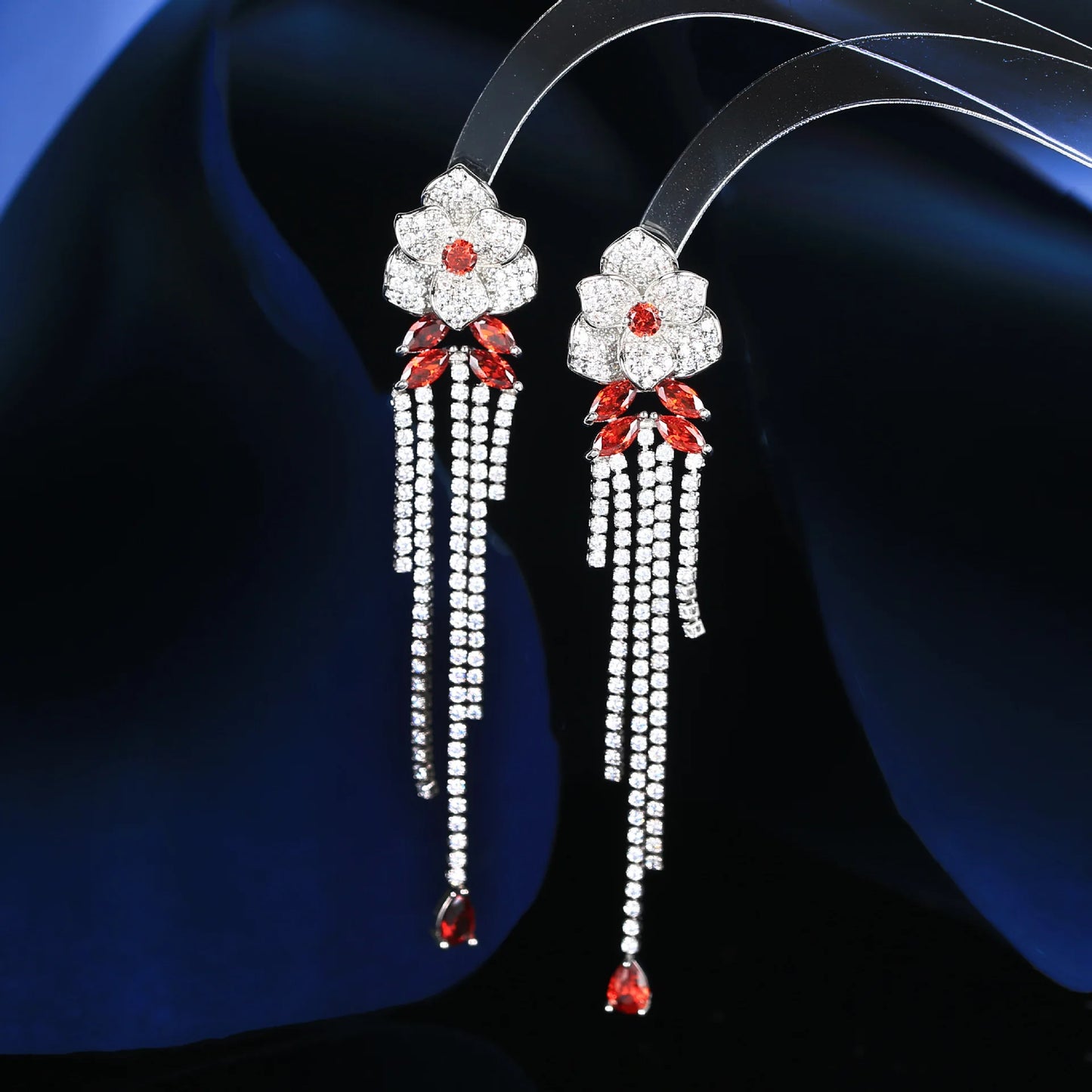 2022 Zircon  Flower Tassel Earrings  for Wedding or Party