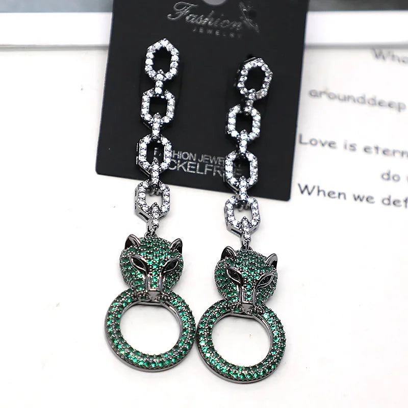 New Fashion Style Heavy Industry Micro Inlaid Zircon  plated Animal Leopard Earrings