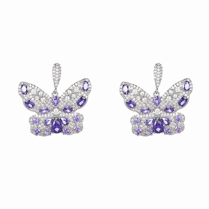 Bilincolor Light Luxury Fashion Zircon Butterfly Earrings for Wedding or Party for Black Friday