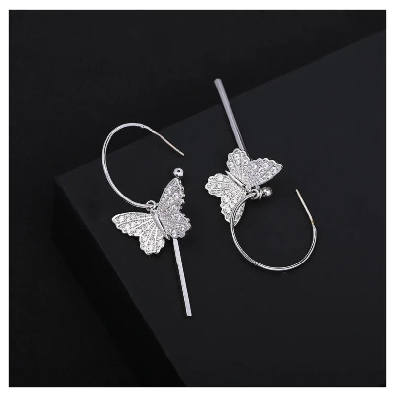 Bilincolor Luxury Luxury Zircon Butterfly Long Earrings for Christmas "Gift