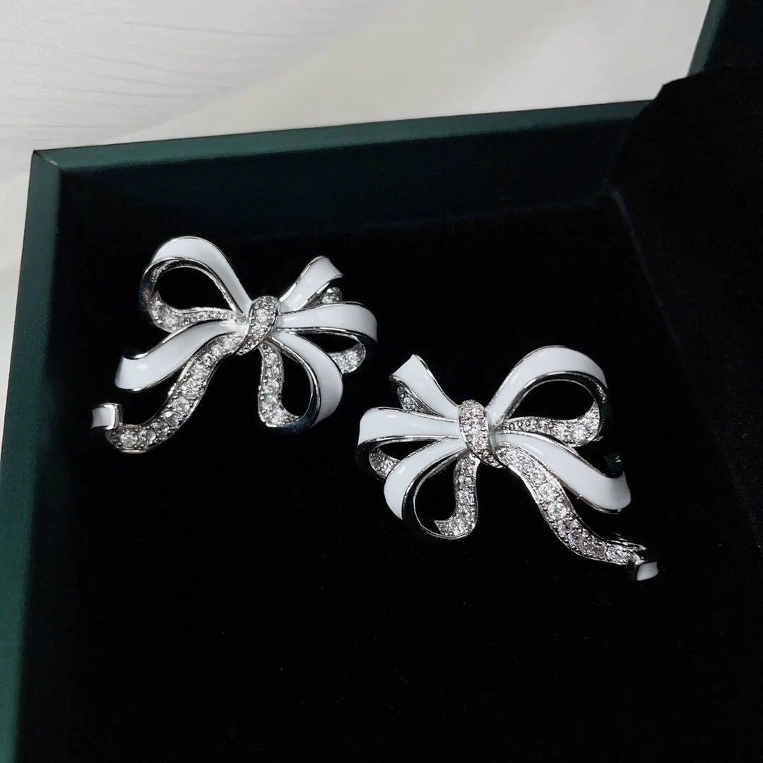 Bilincolor Fashion Exquisite Enamel Colored Three-dimensional Bow Earrings for Women  or Girl ’Gift