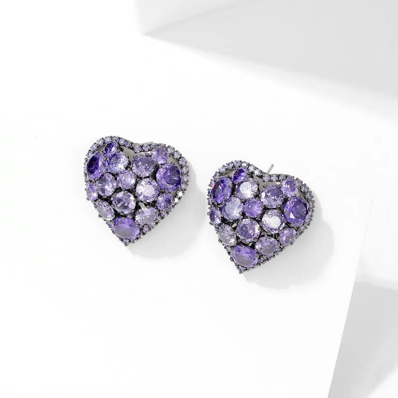 Bilincolor Purple Zircon   Earrings For Women